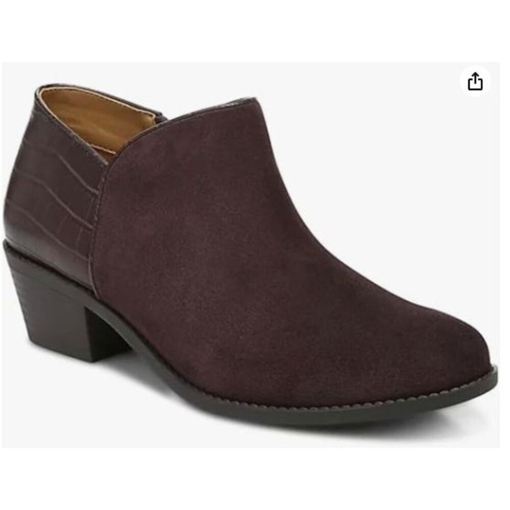 Vionic Marissa Short Bootie Purple Suede Size 7 Stylish Comfort Ankle Boots